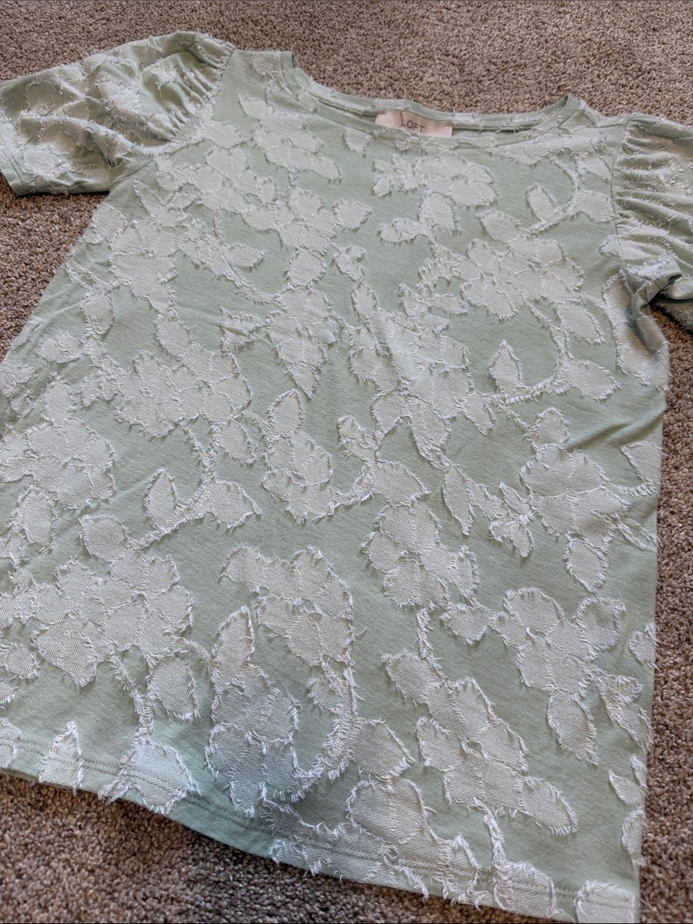 Mint green Loft floral top XS - Picture 2 of 5